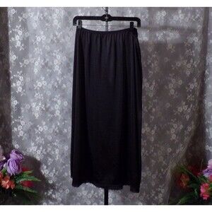 Vintage 70s Black MaxiHalf Slip Size Medium 1970s Retro Ankle Length Skirt Slip